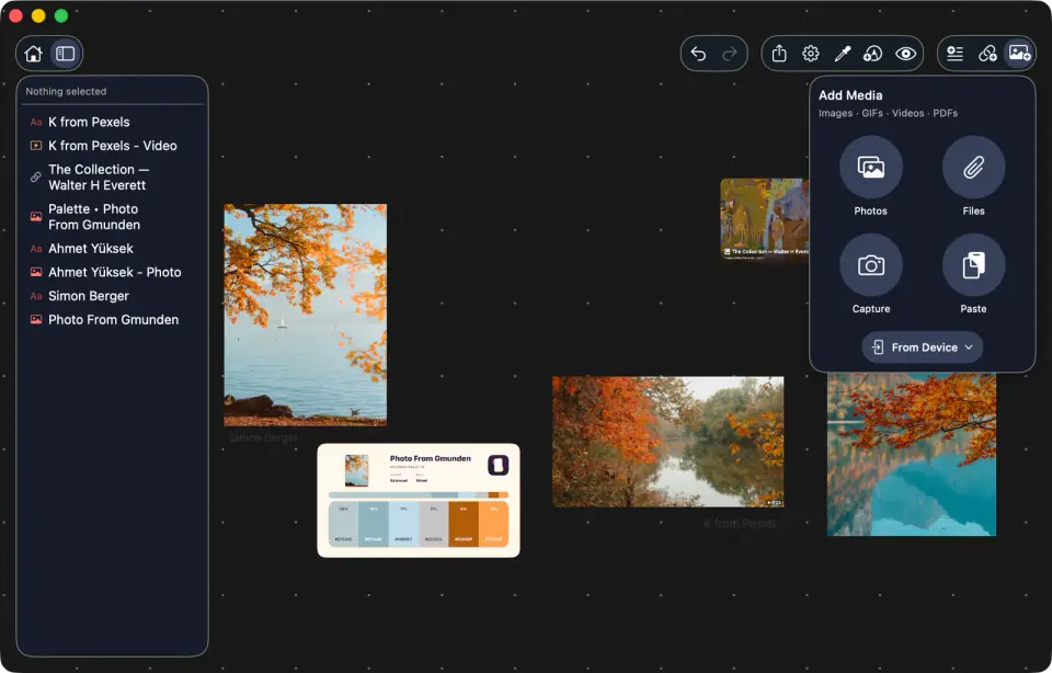 ArtDeck board using the built-in Default theme in its dark appearance
