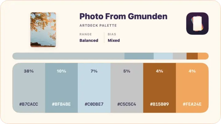 Color palette extracted from a photo in ArtDeck