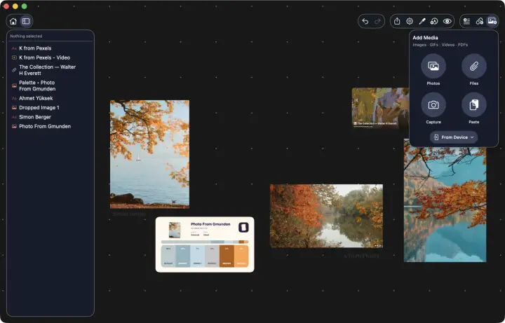ArtDeck board using the built-in Default theme in its dark appearance