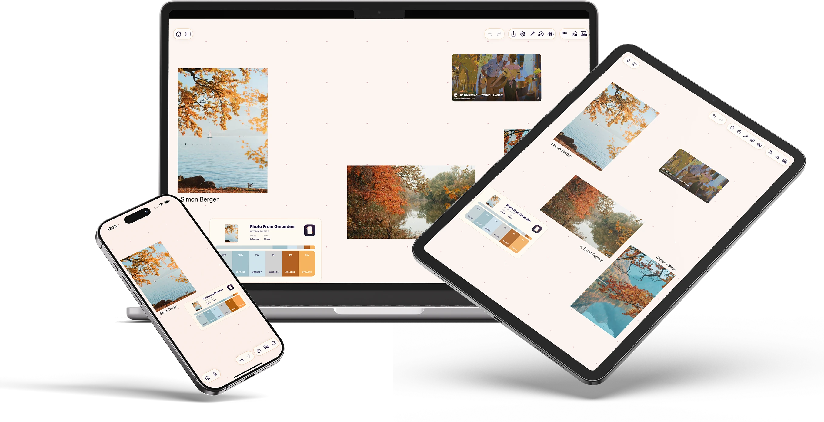 The same ArtDeck board open across Mac, iPad, and iPhone.